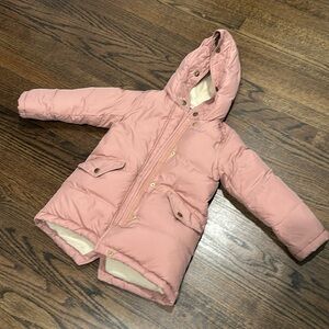 Jcrew girls puffer coat in pretty pink - size 4/5